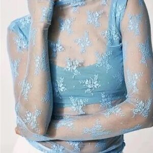 Sheer Blue Free People Floral Top